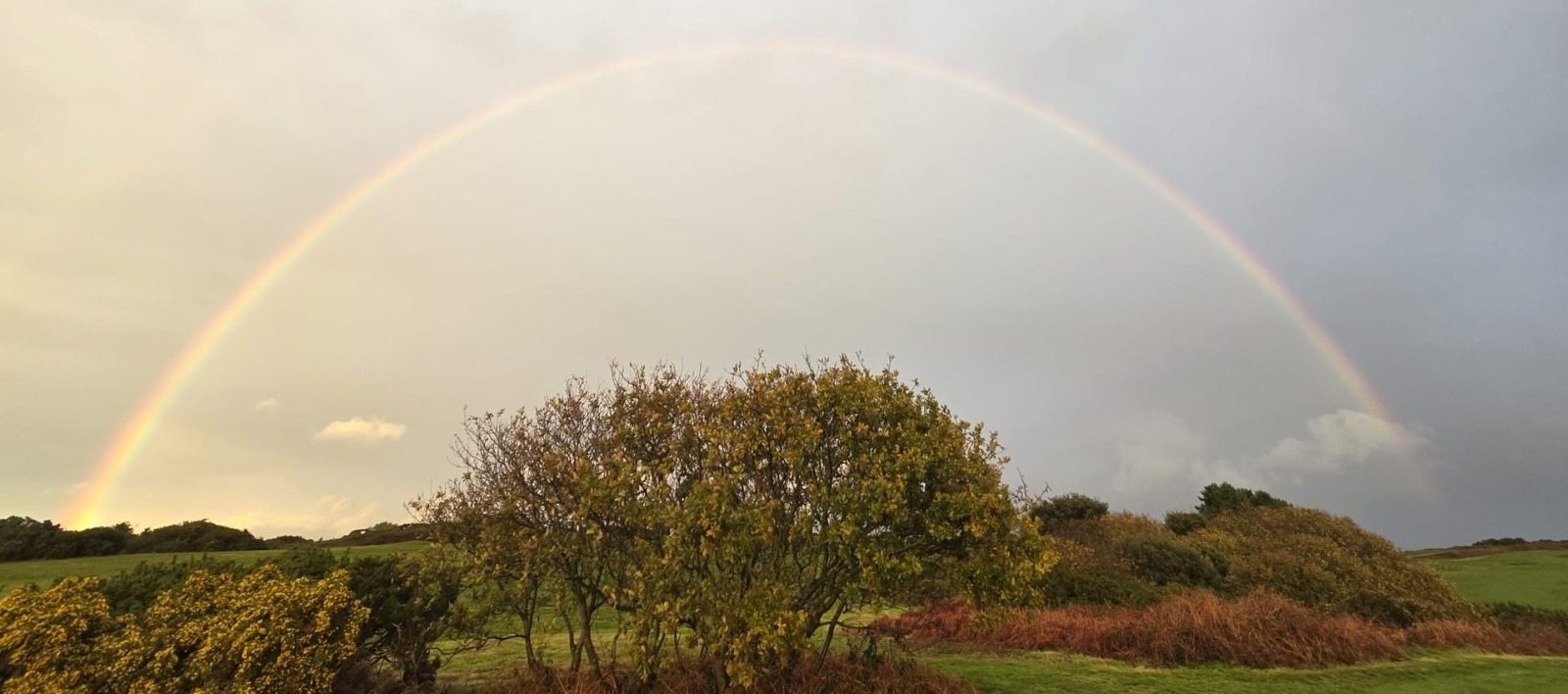 Royal Cromer — full rainbow arc over the links